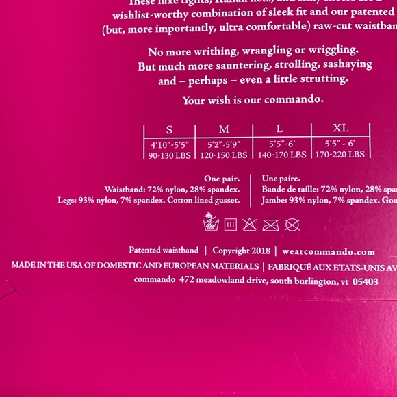 Commando Princess Sheer Tights Hosiery Kate Size Small - Picture 6 of 6